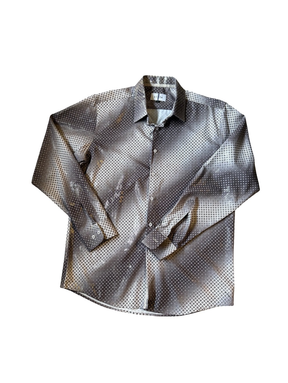 Cielo Men's Gray Geometric Button-Down Shirt